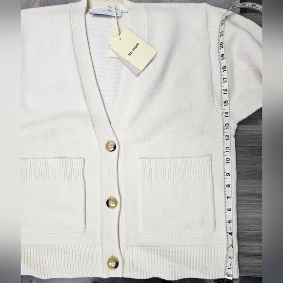 Axel Arigato Memory Relaxed Cardigan Ivory Lambs Wool Oversized Boxy Medium - Picture 12 of 16